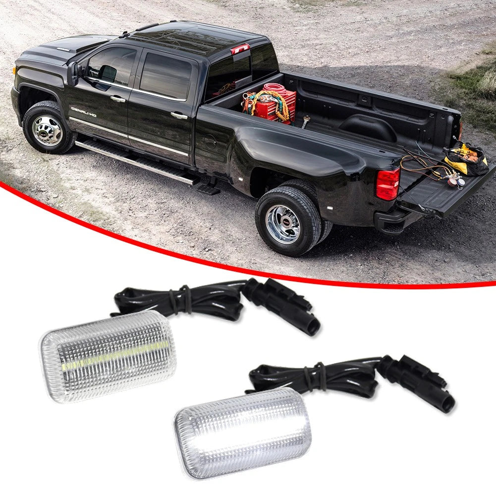 2X Clear Lens White LED Rear Fender Marker Light for Chevy GMC 2500/3500HD (2015–2023)