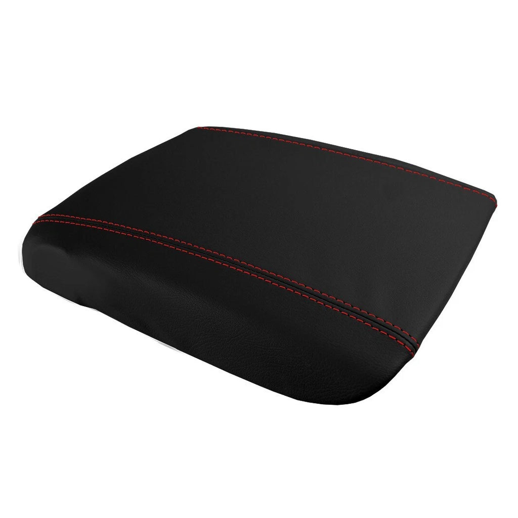Leather Console Armrest Cover for Cadillac Escalade (2002–2006) Red Stitch
