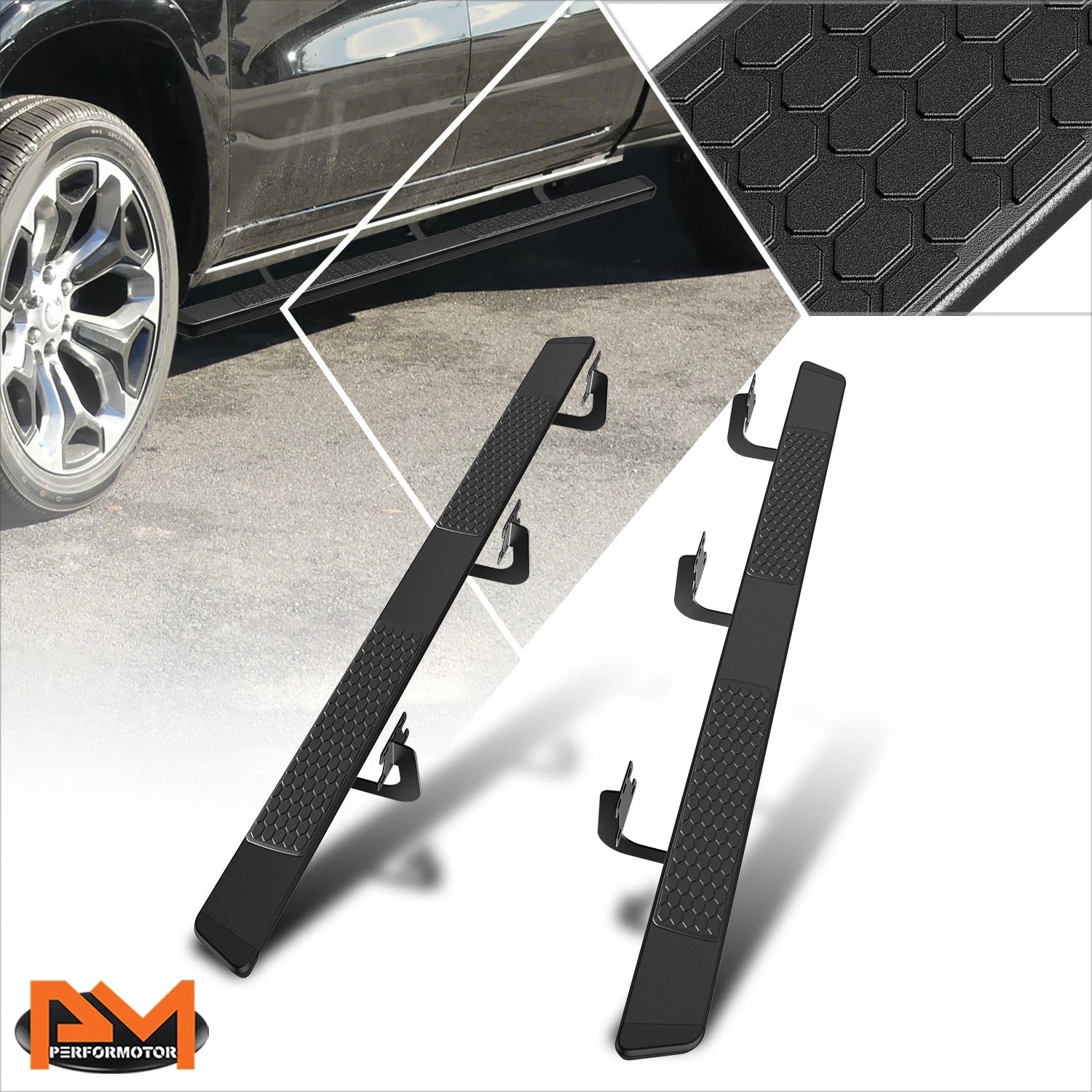 Set of 2 Side Step Nerf Bars for Ram 1500 Crew Cab (2019–2024) Black