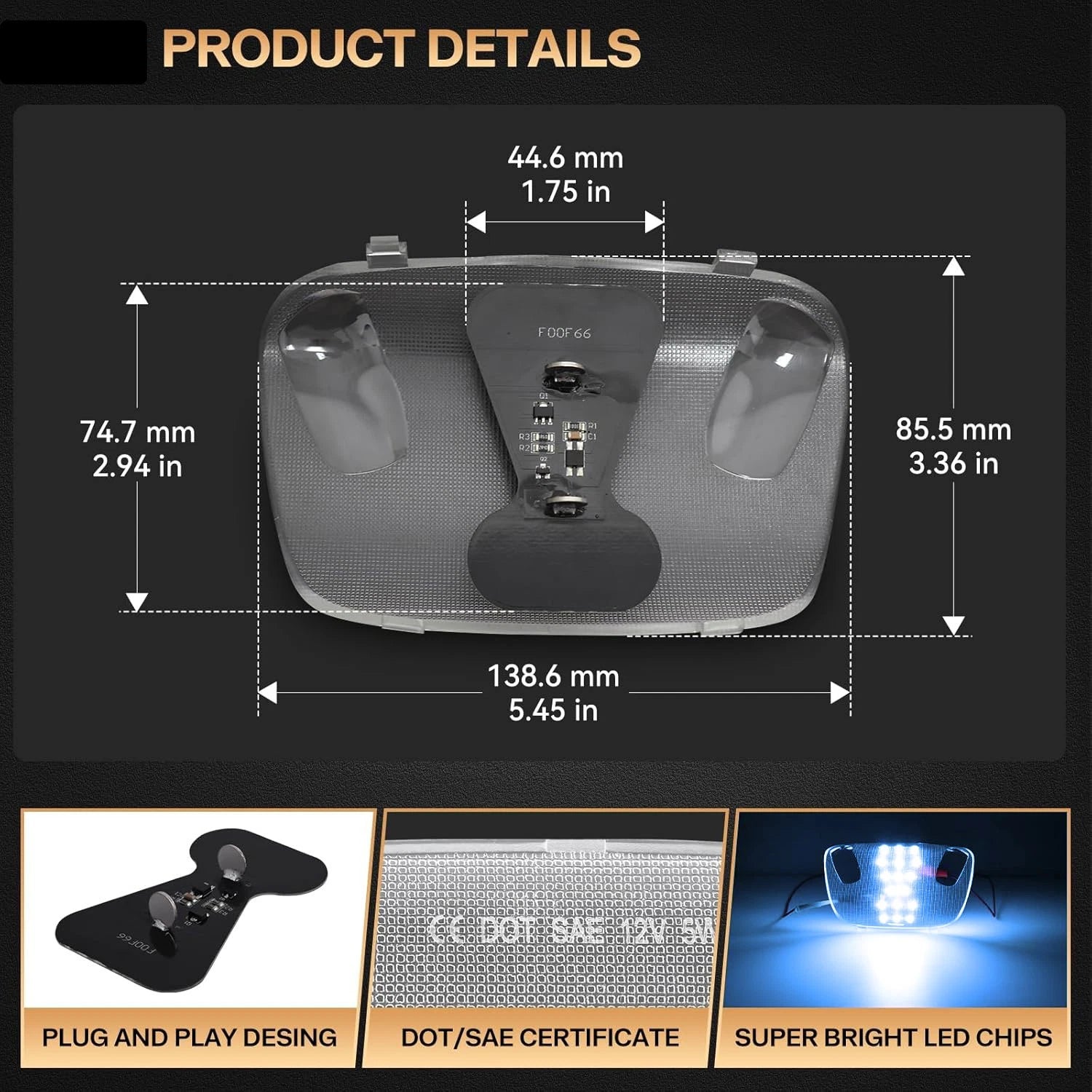 Ice Blue Dome Map Light for Ford F-Series Super Duty (1999–2007)