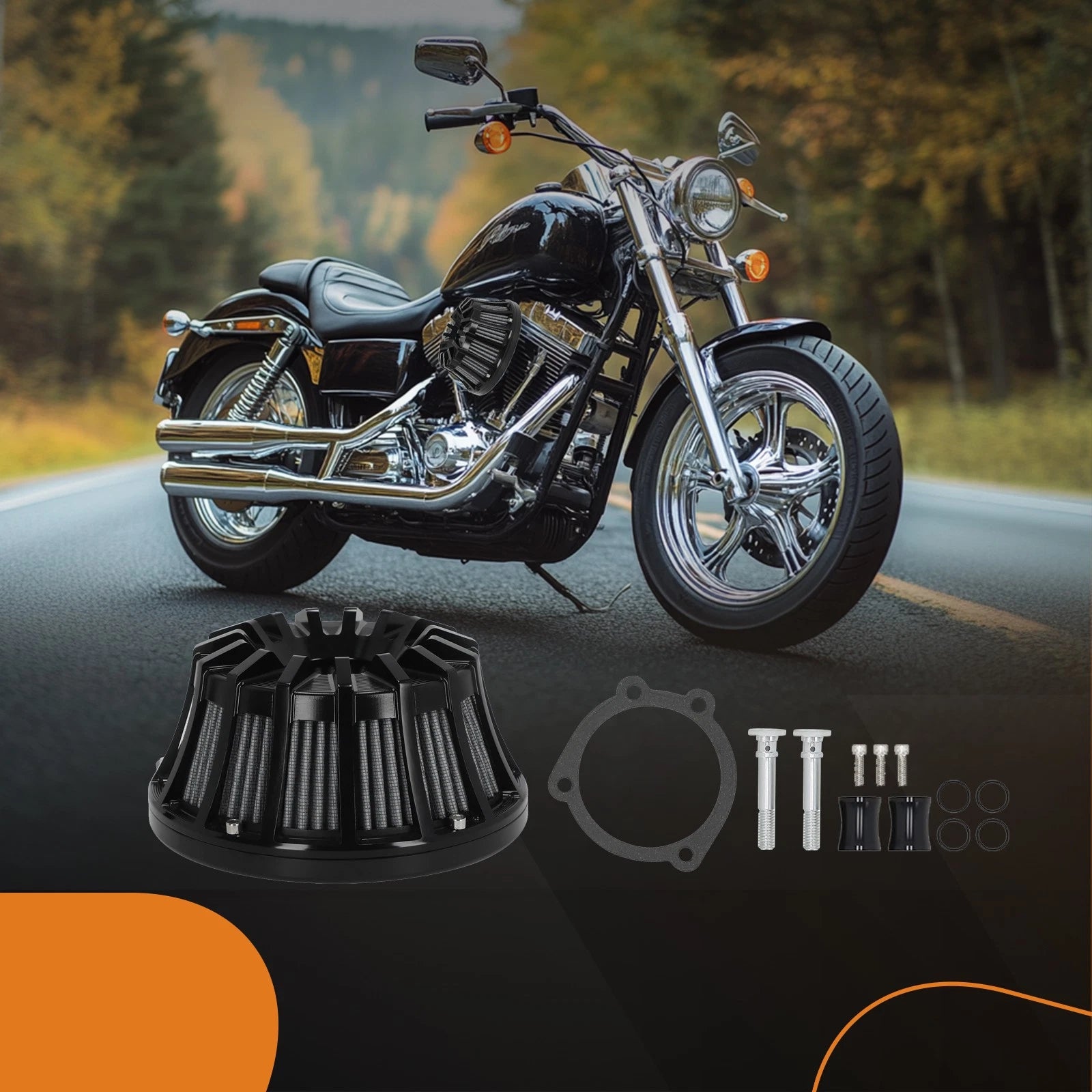 Turbine Air Filter Cleaner Intake Kit for Harley Softail Touring (2000–2023)
