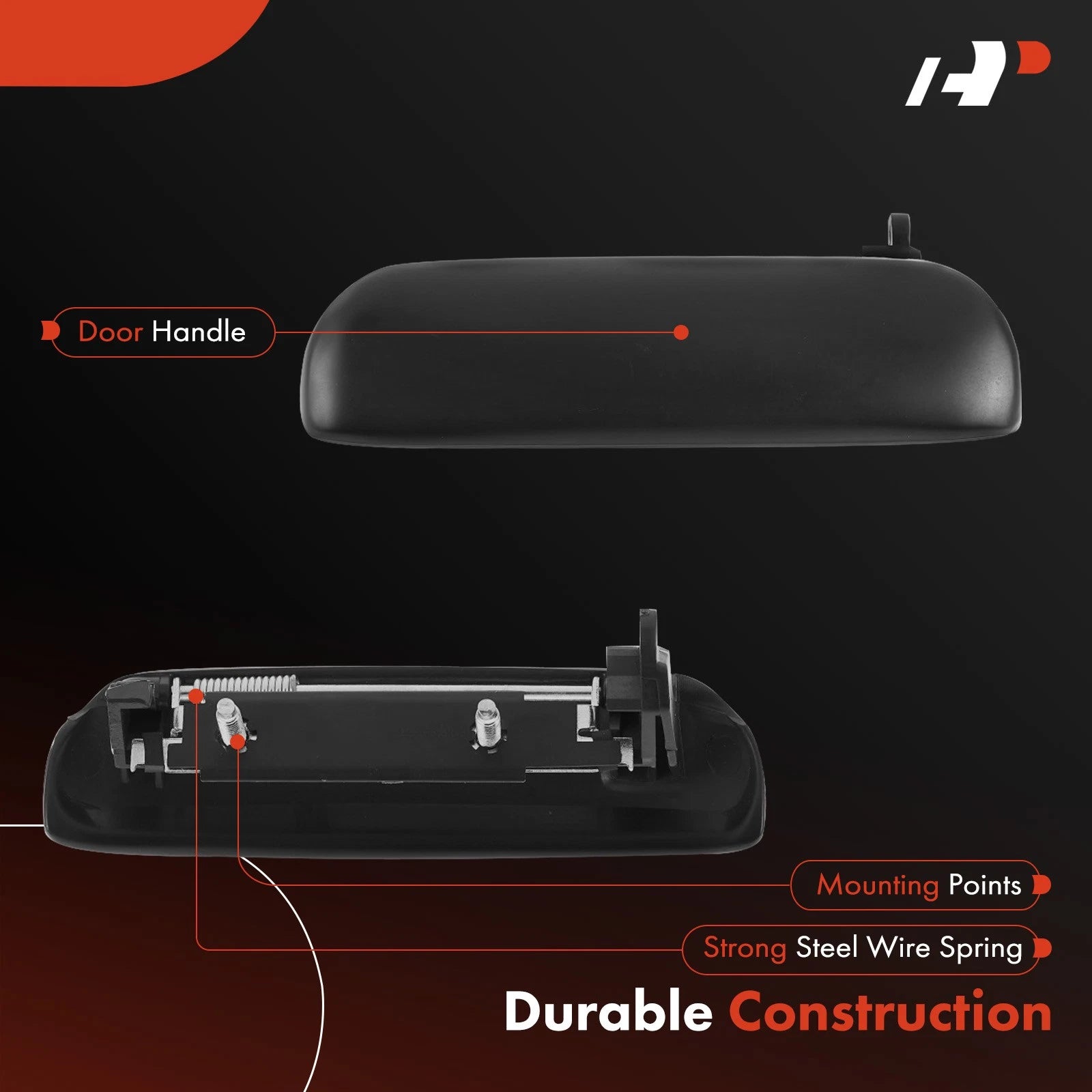2X Front Black Exterior Door Handle for Ford Mustang (1994–1998)