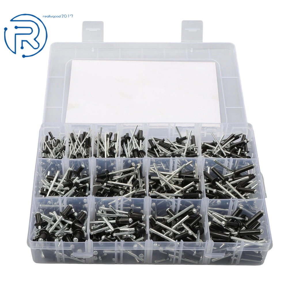 500-Pack Aluminum Rivet Kit (3/32", 1/8", 5/32", 3/16")