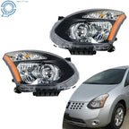 Set of 2 Black Headlights for Nissan Rogue (2008-2015)