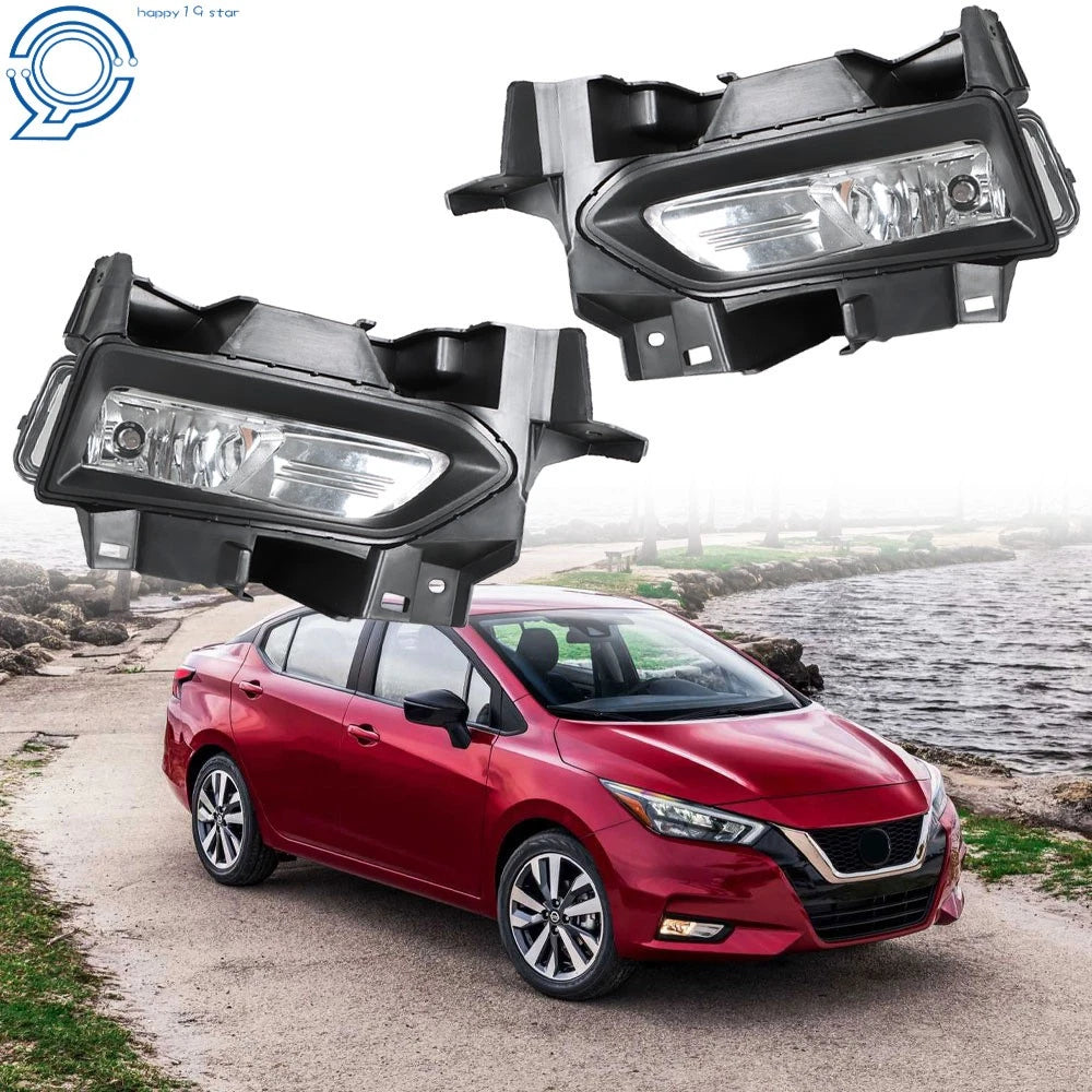 Pair of Chrome Bumper Fog Lights for Nissan Versa (2020–2021)