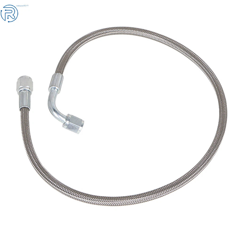 4AN 90 Degree Steel Braided Turbo Oil Feed Line for Universal (24")
