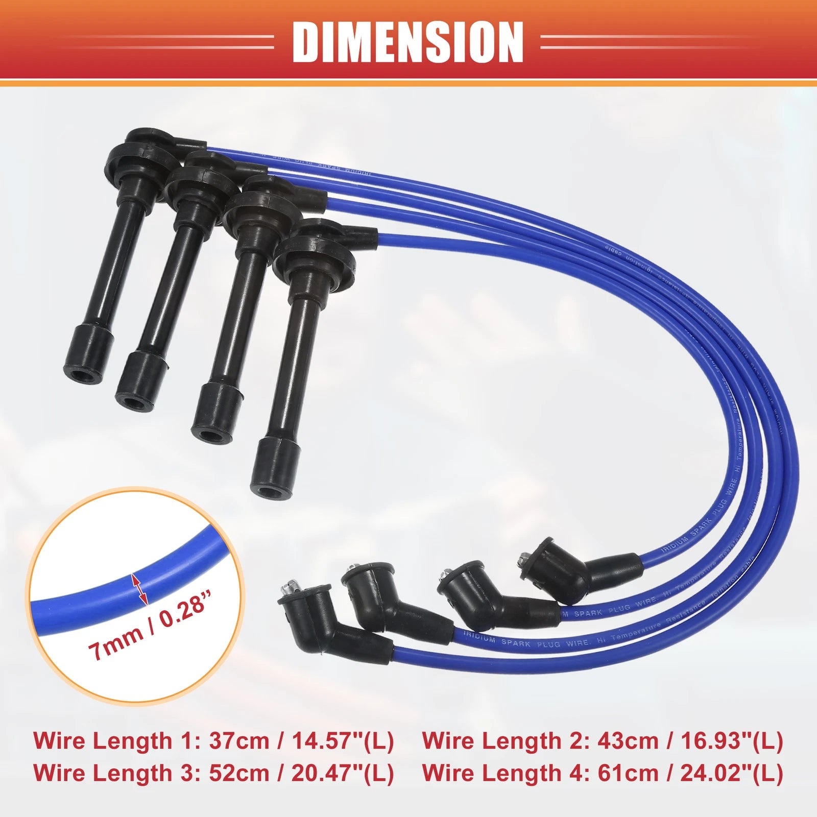 Set of 4 Spark Plug Wire Ignition Coil Cables No. 2244057Y10 for Nissan Sentra (1995–1999)
