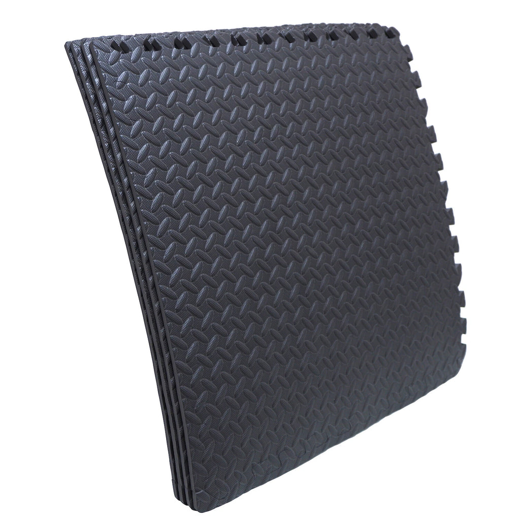 EVA Foam Interlocking Exercise Mat Tiles for Gym Flooring (Black)