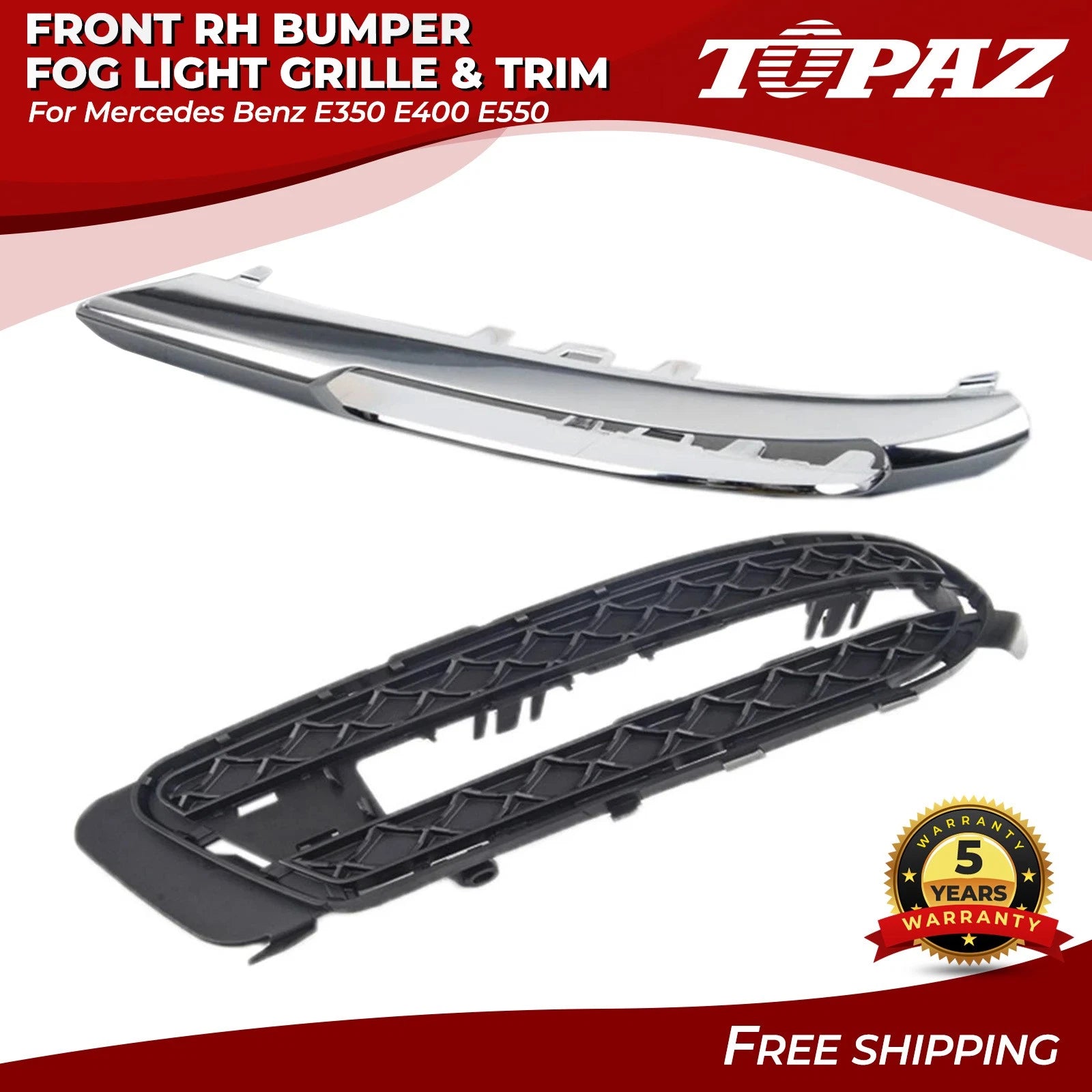 Front Right Fog Light Grille & Trim for Mercedes Benz E200 E250 E300 E350 
