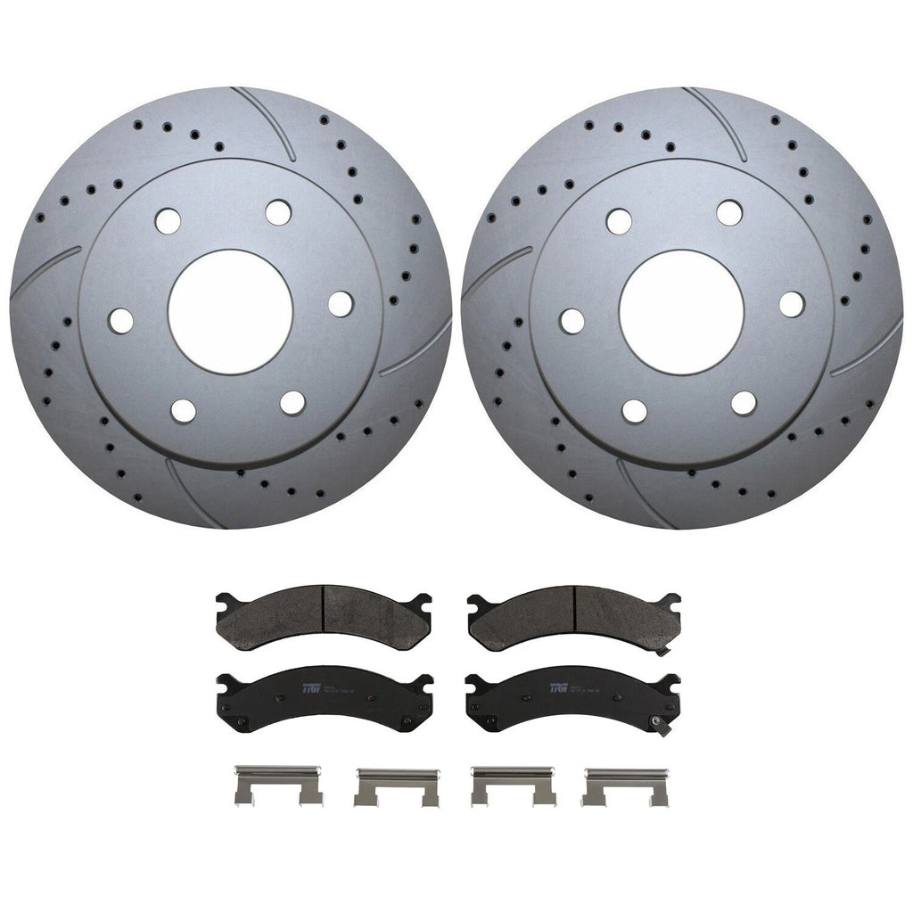 Front Brake Kit 305mm Drilled Rotors & TRW Metallic Pads for Silverado Sierra 1500 (2007–2013)