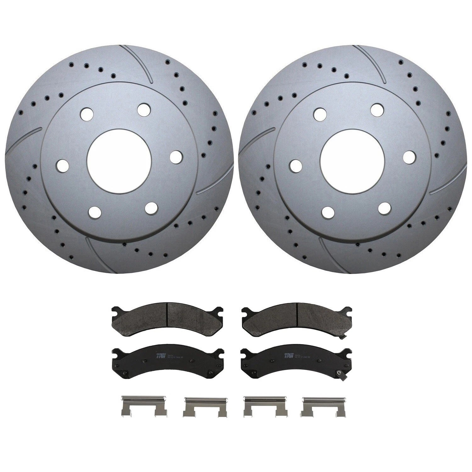 Front Brake Kit 305mm Drilled Rotors & TRW Metallic Pads for Silverado Sierra 1500 (2007–2013)