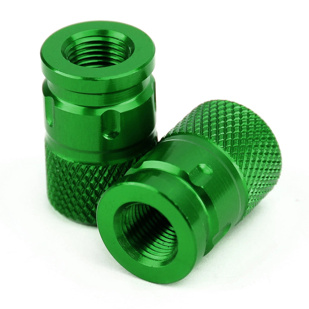 CNC Aluminum Green Anti-Theft Tire Valve Stem Caps for Motorcycle Car Truck Bike