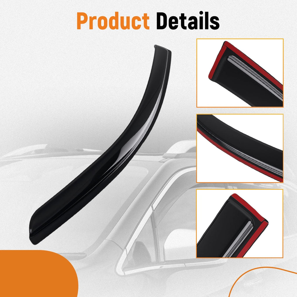 Set of 4 Black Window Rain Guards for Kia Optima (2016–2020)