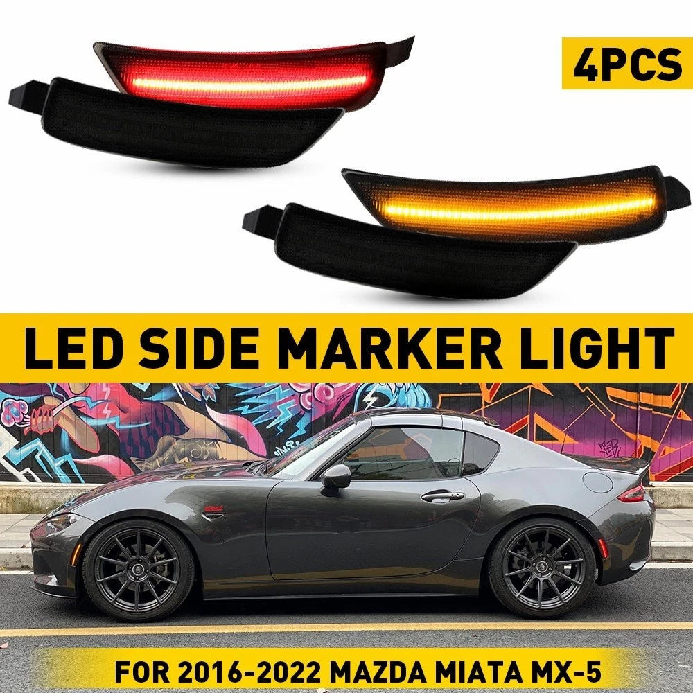 Set of 4 Smoked Side Marker Lights for Mazda MX-5 Miata (2016–2022)