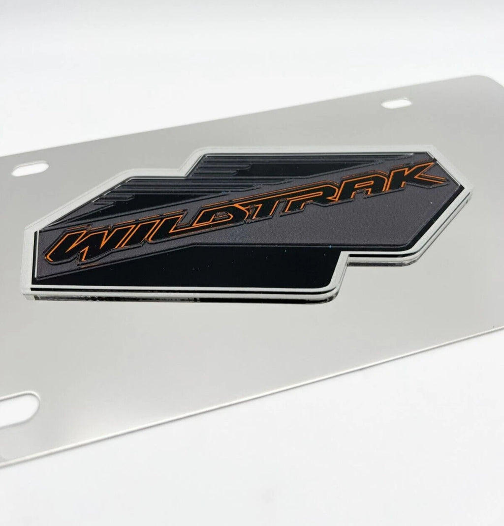 Chrome License Plate Frame with 3D Ford Bronco Wildtrak Logo for Ford Bronco (2021–2024)