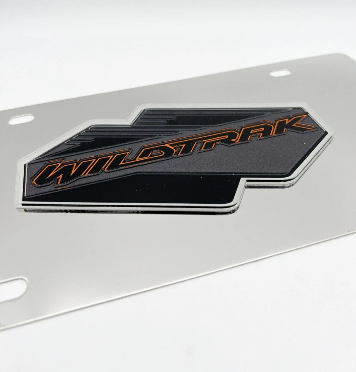Chrome License Plate Frame with 3D Ford Bronco Wildtrak Logo for Ford Bronco (2021–2024)