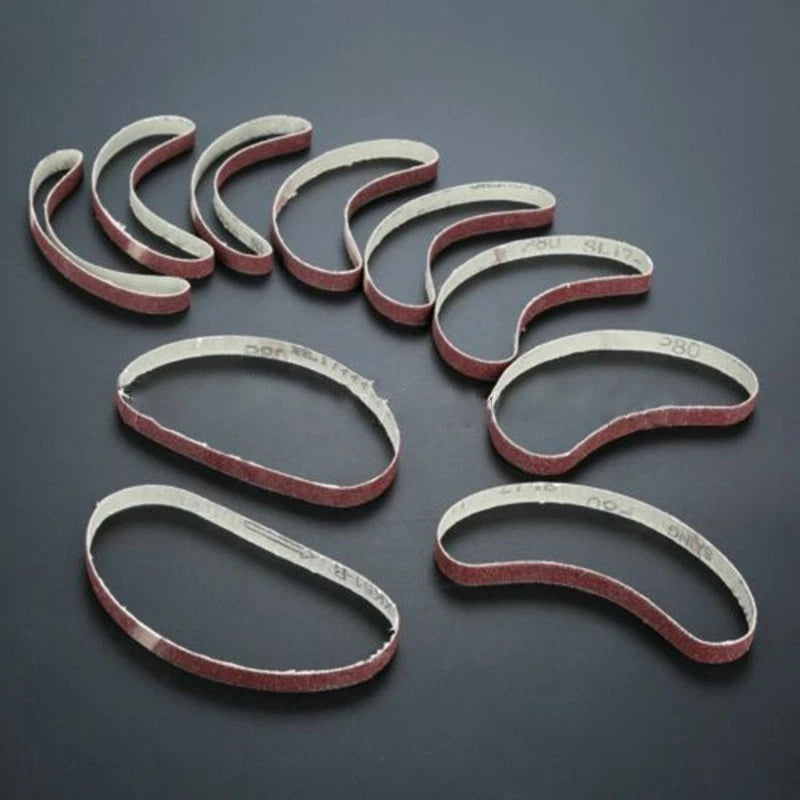 Set of 10 Sanding Belts 330x10mm 80 Grit for Wood Metal Grinding
