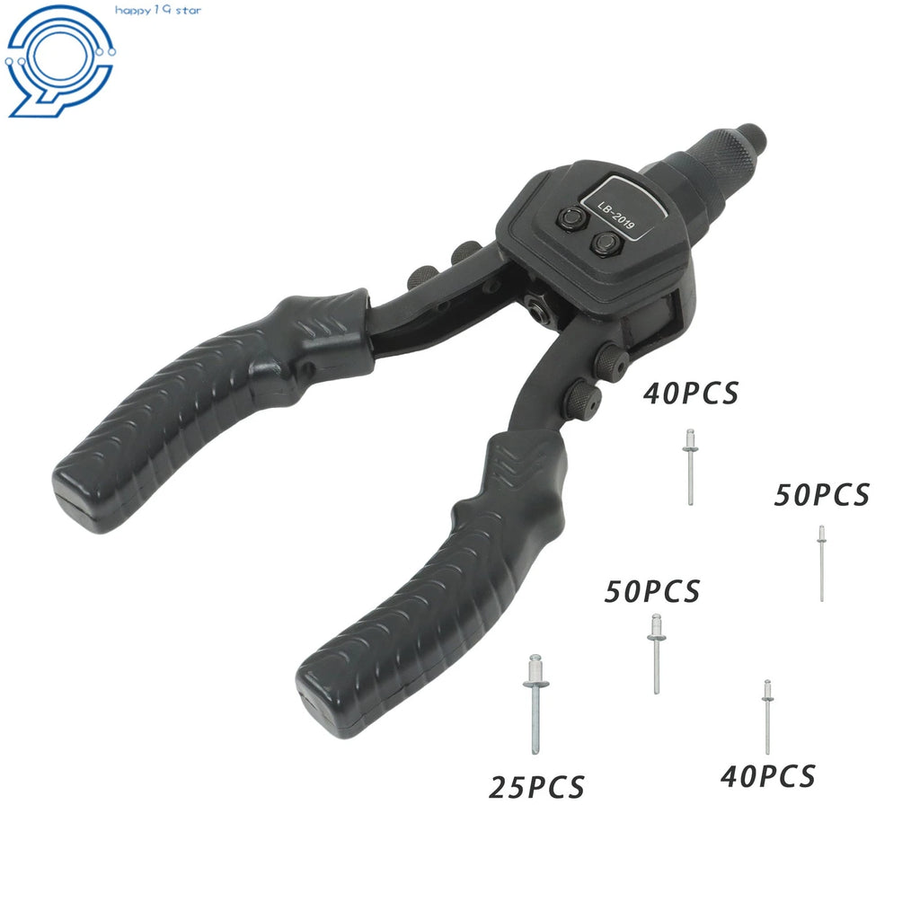 1/4 Pop Rivet Gun Kit for Multi-purpose Use (200 Rivets, 5 Heads)