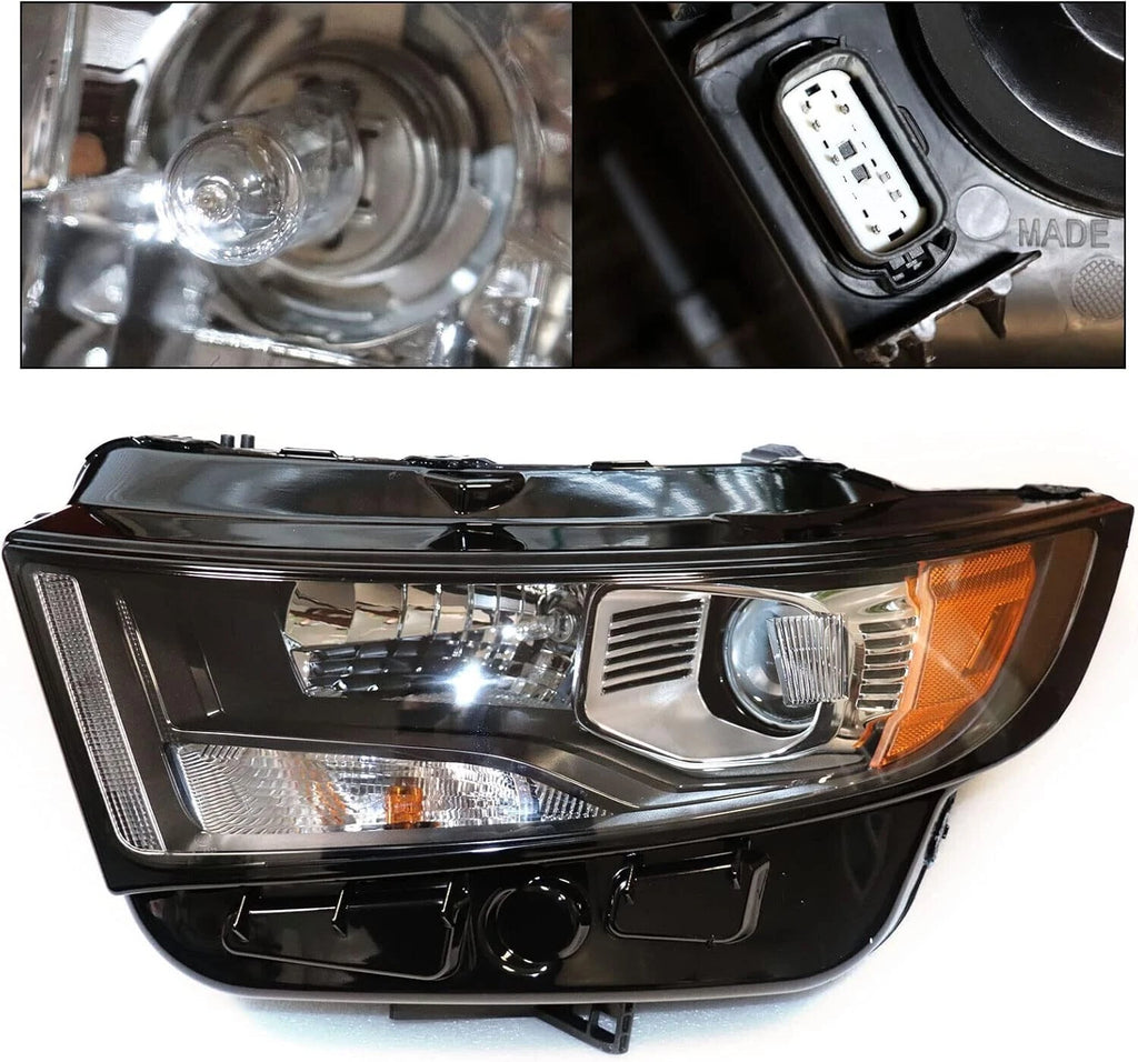 Halogen Headlight for Ford Edge Sport (2015–2018) Left Driver Side, Black