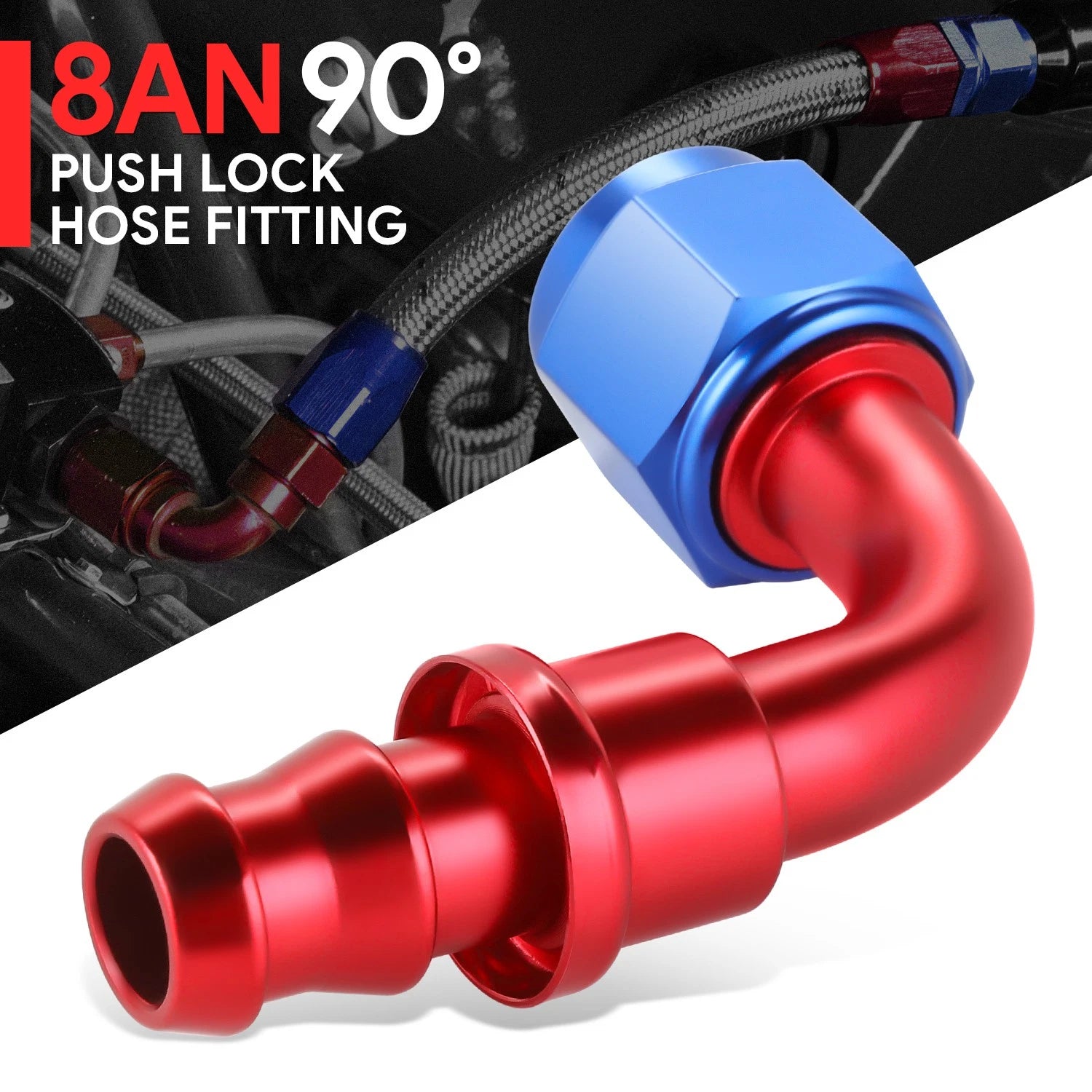AN8 90 Degree Swivel Oil/Fuel Line Hose End Push-On Male Fitting