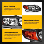 Set of 2 Headlight Assemblies for Honda Civic Coupe (2006–2011) Black Housing