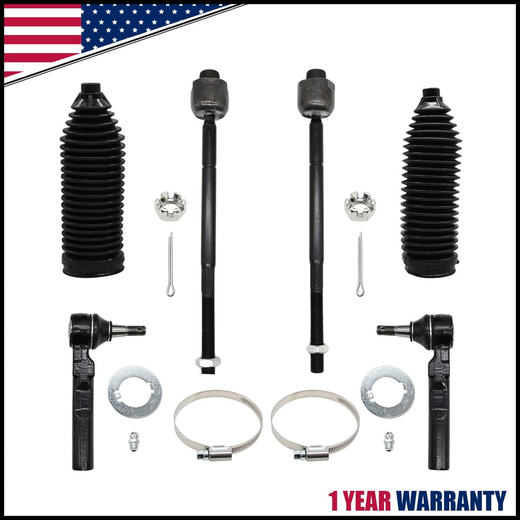 Inner Outer Tie Rod End Set + Steering Boots for Chevrolet Silverado GMC Sierra (2007–2018)
