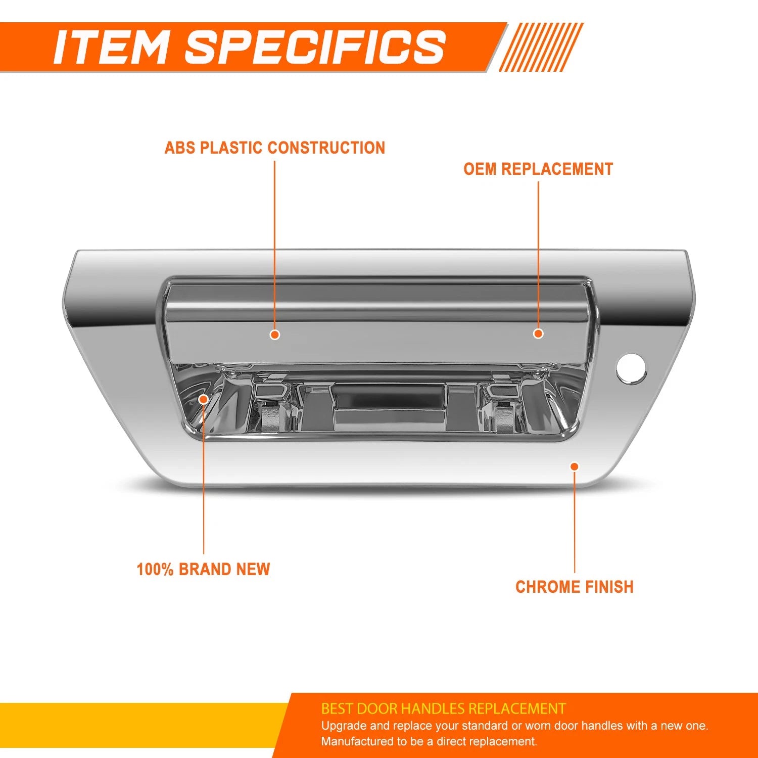 Chrome Rear Door Tailgate Liftgate Handle for Ford F-150 (2015–2020)