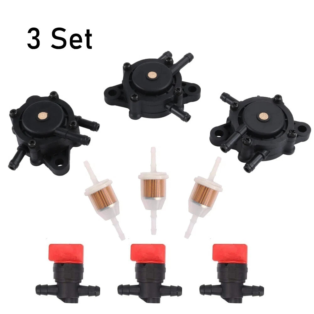 Set of 3 Fuel Pump & Shut Off Valve for Briggs Kohler (808656, 491922)