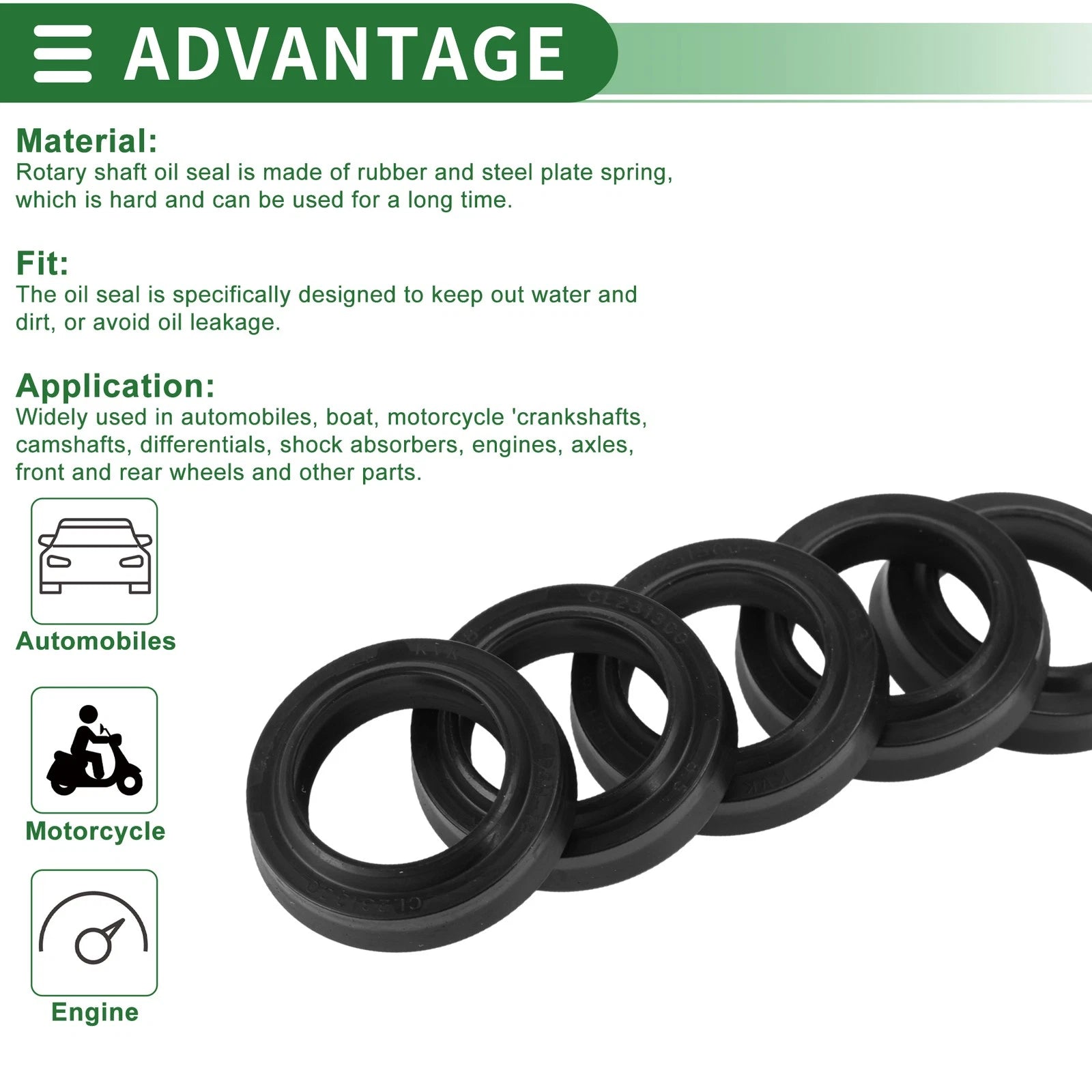 Set of 5 Oil Seal Ring Rotary Shaft Seal NBR Rubber 18x26x4.5mm