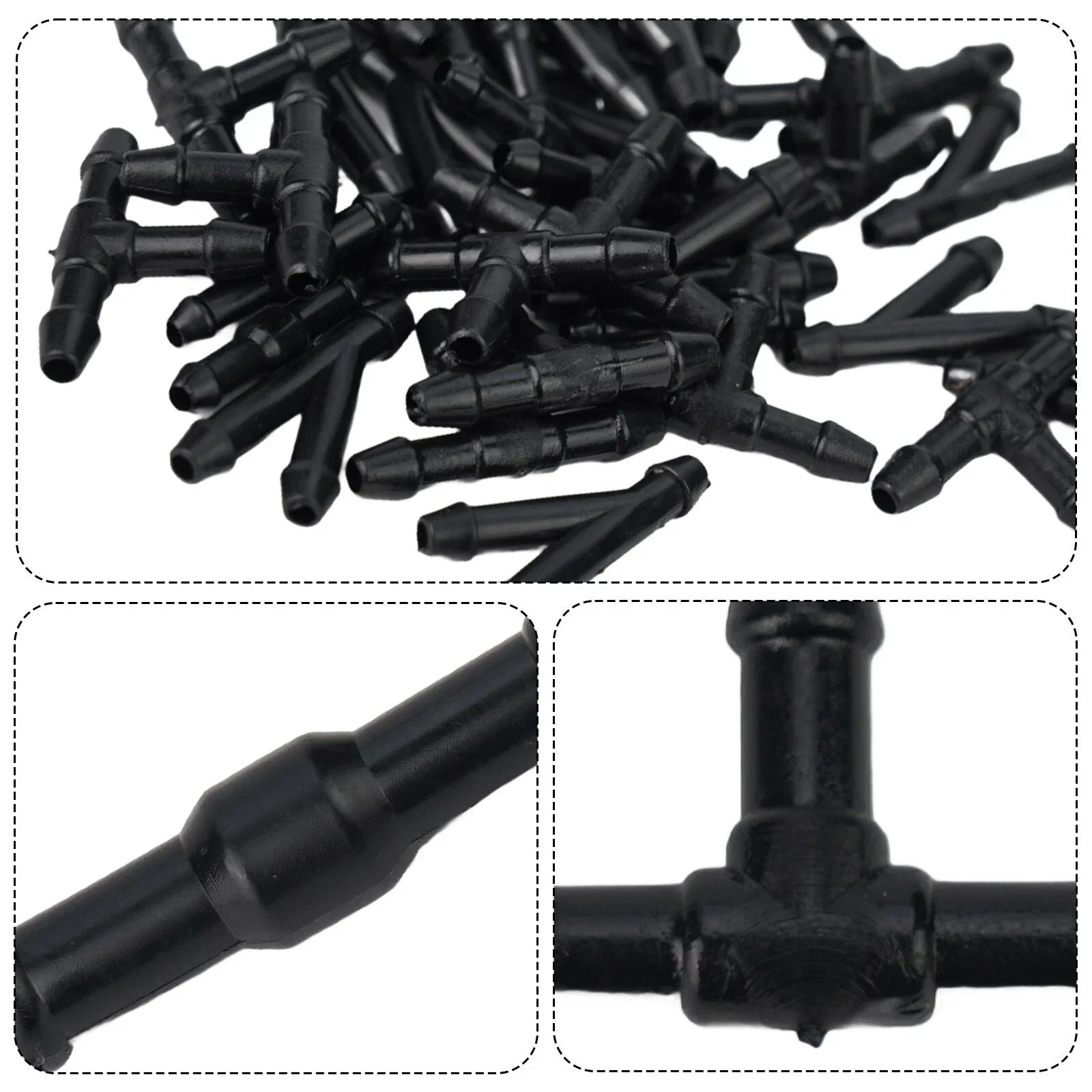 Water Connector Hose Wiper 36pcs Black Fittings Joiner Plastic Splitter