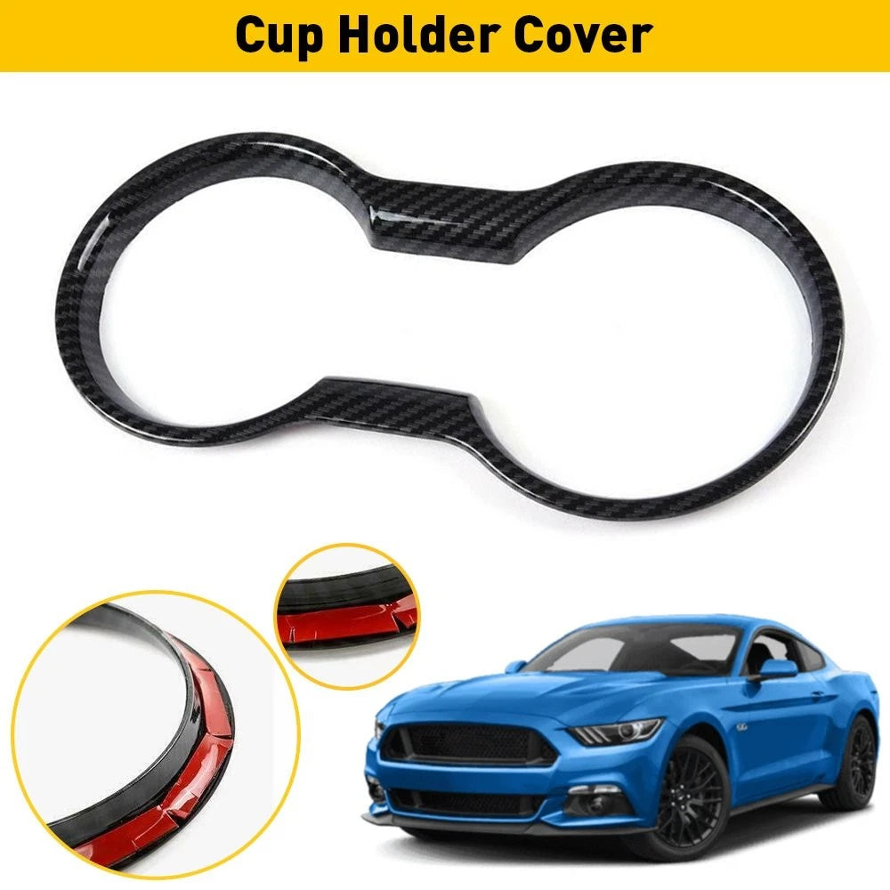 Cup Holder Cover for Ford Mustang (2015–2023) Black ABS Trim Molding