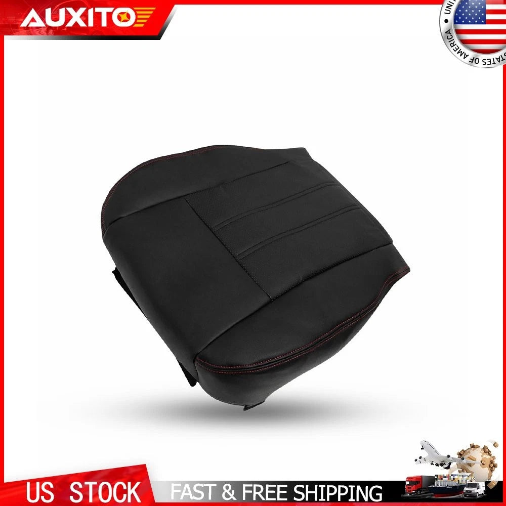 Driver Bottom Leather Seat Cover for Dodge Grand Caravan (2008–2020) Black Red Seam