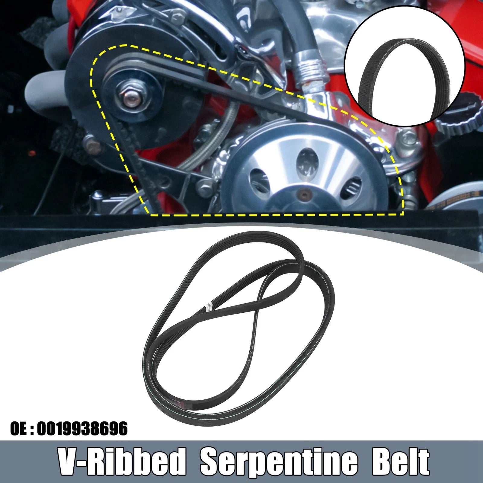 Rubber V-Ribbed Serpentine Belt 6PK2260 0019938696 for Porsche 911 (2004–2005)
