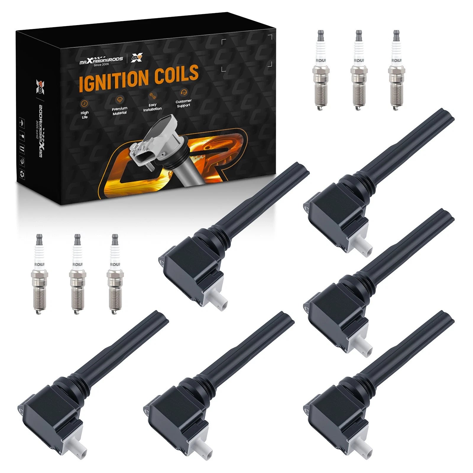 Set of 6 Ignition Coils and Spark Plugs for Ford Expedition (2018–2019)