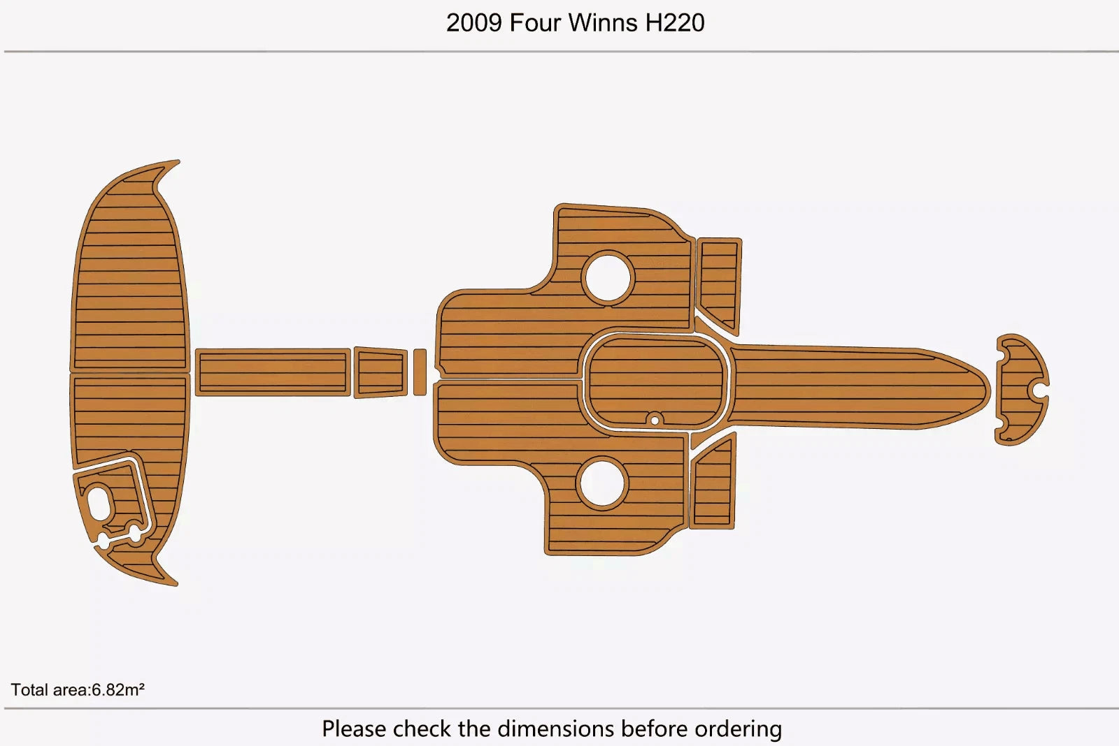 EVA Teak Faux Flooring Mat Pad for Four Winns H220 (2009)
