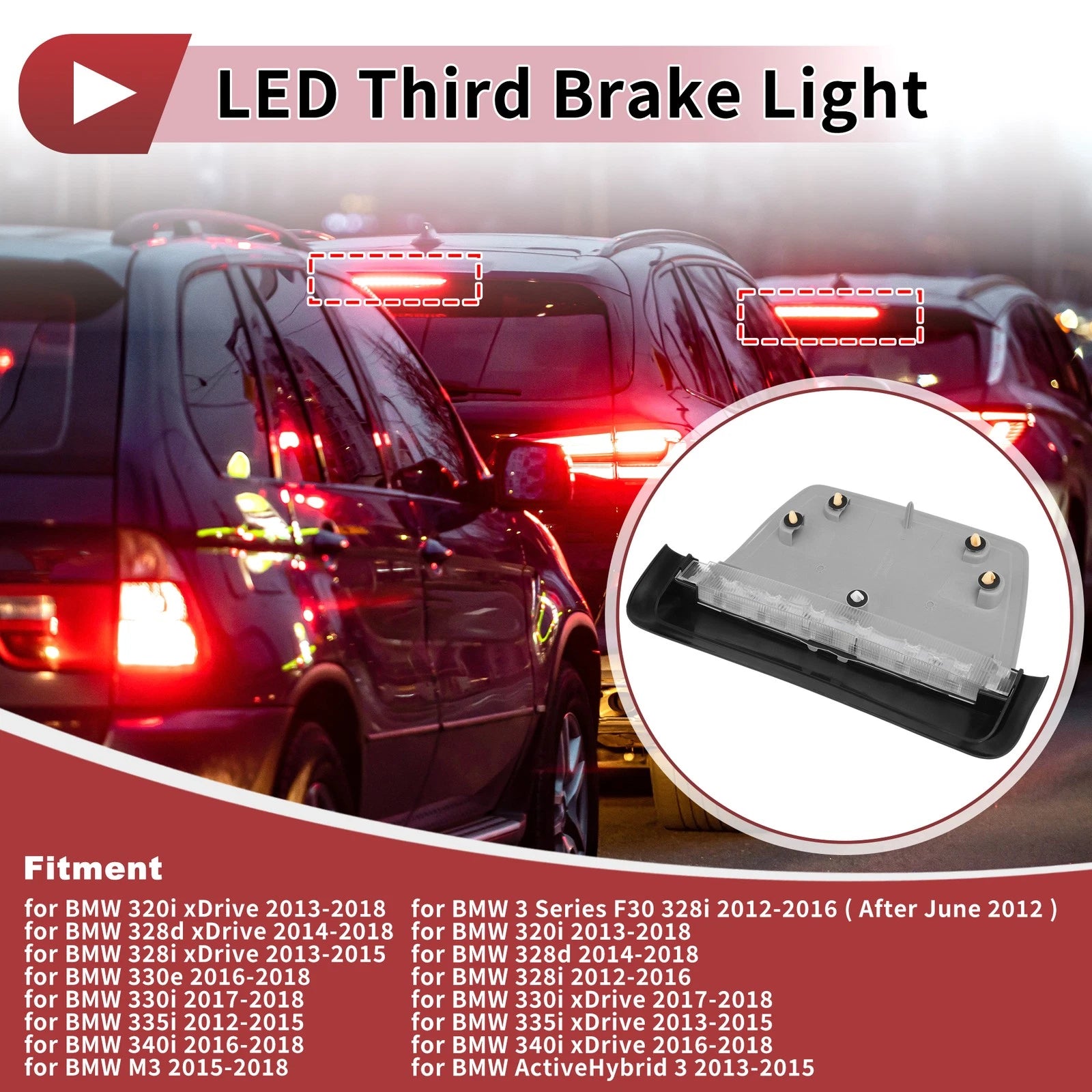 Red High Mounted LED Third Brake Light for BMW 3 Series (2012–2019) No.7259855
