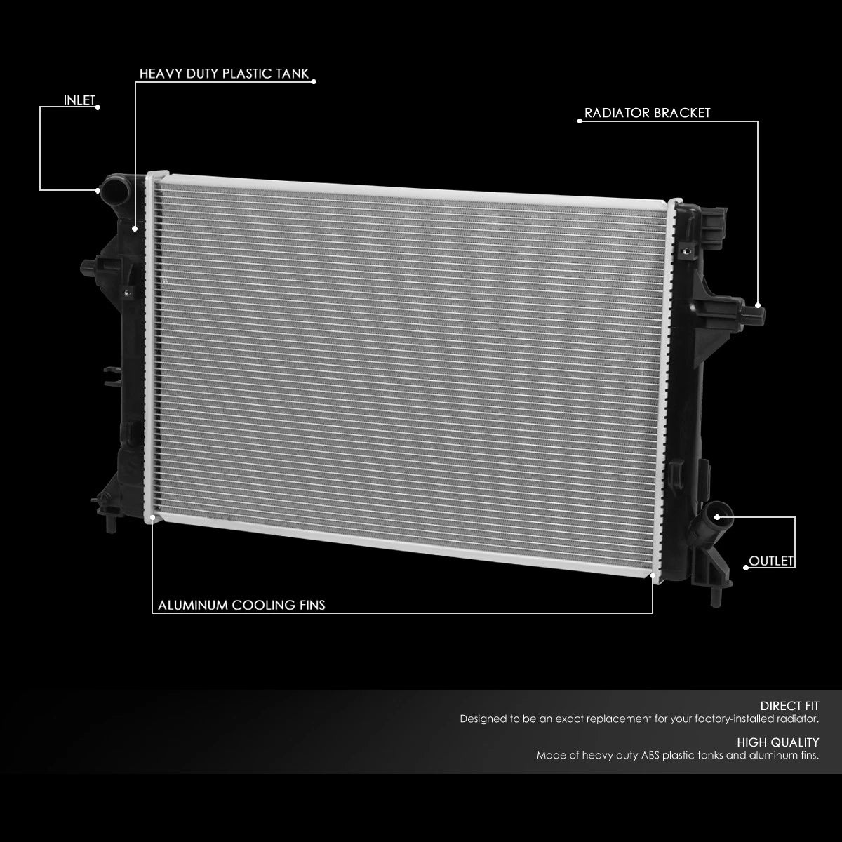 Aluminum Core Engine Cooling Radiator DPI 13609 for Elantra GT (2016–2019)