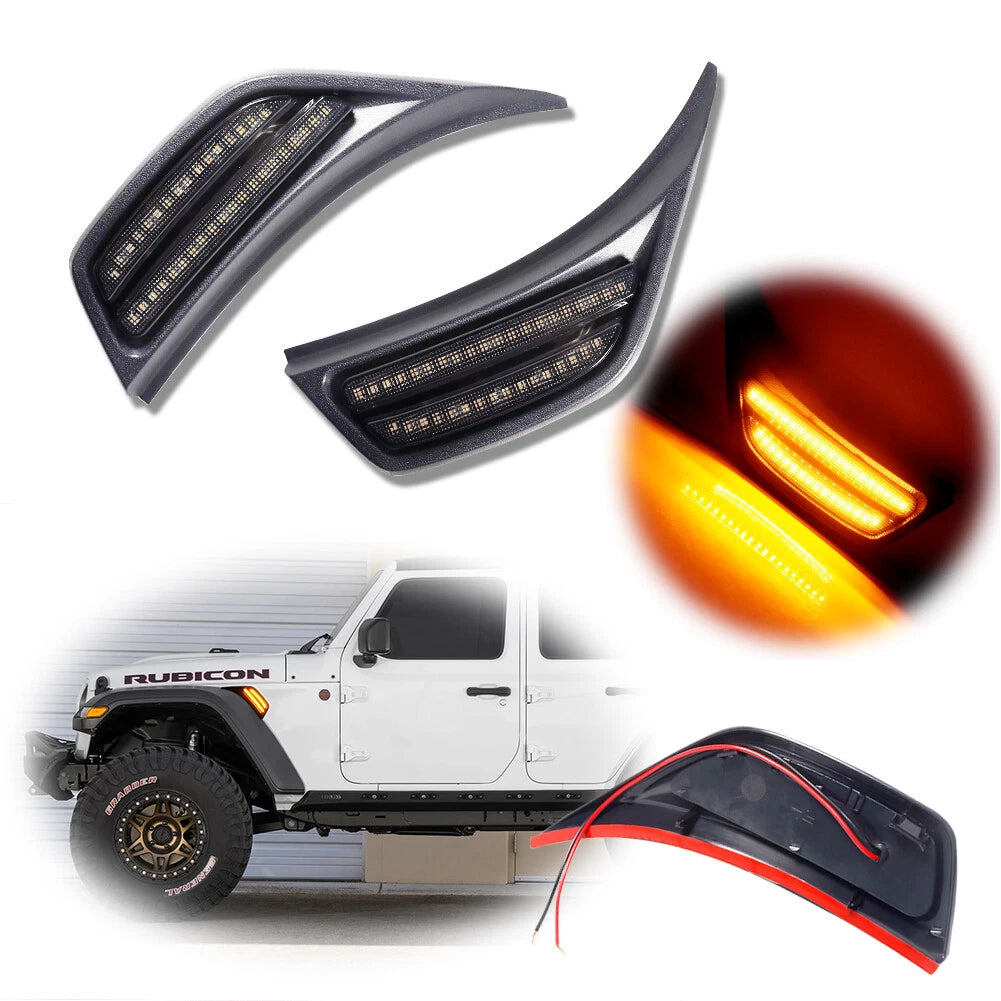 2X Amber LED Front Bumper Turn Signal Markers for Wrangler JL (2018–2024)