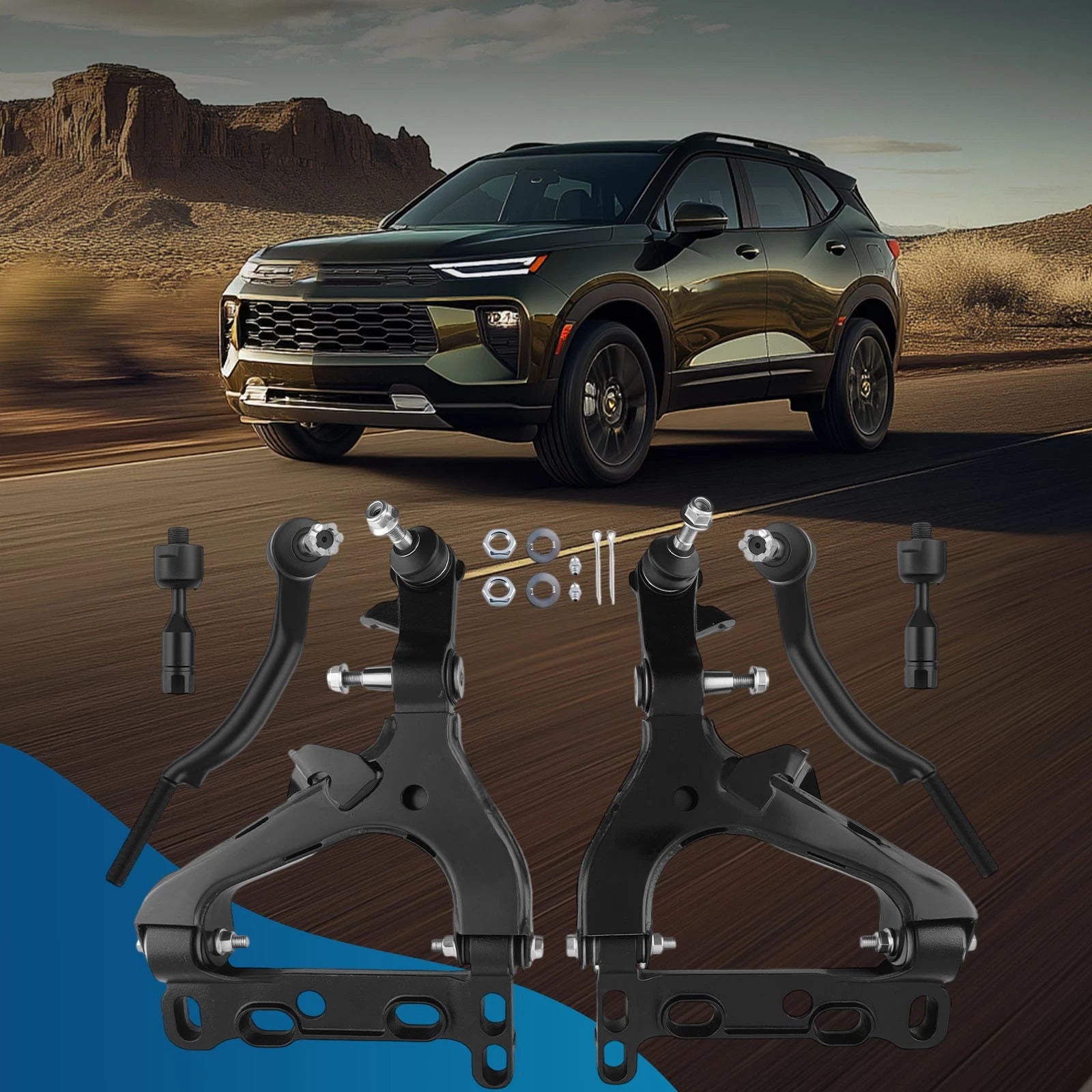 Set of 6 Front Suspension Lower Control Arms Tie Rods for GMC Envoy XL (2004–2007)