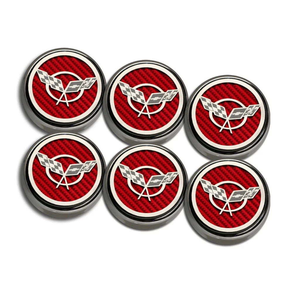 Chrome Cap Covers w/Red Carbon Fiber Inlay for 1997-2004 Chevy Corvette Manual