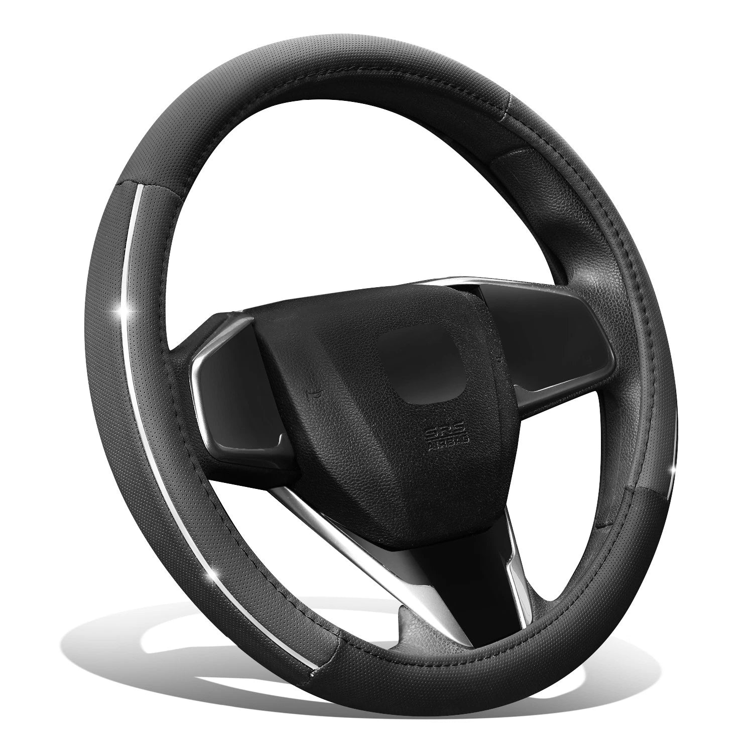 Steering Wheel Cover for - Matte Grain, Silver Line Insert