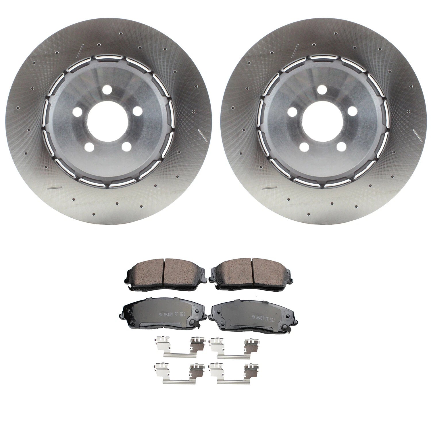Front Rotor & Akebono ProACT Ceramic Brake Pad Kit for Challenger Charger (2015–2023)