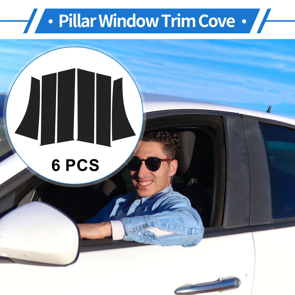 6 Pcs Door Pillar Window Trim for Mitsubishi Outlander Sport ASX (2011–2019) Black