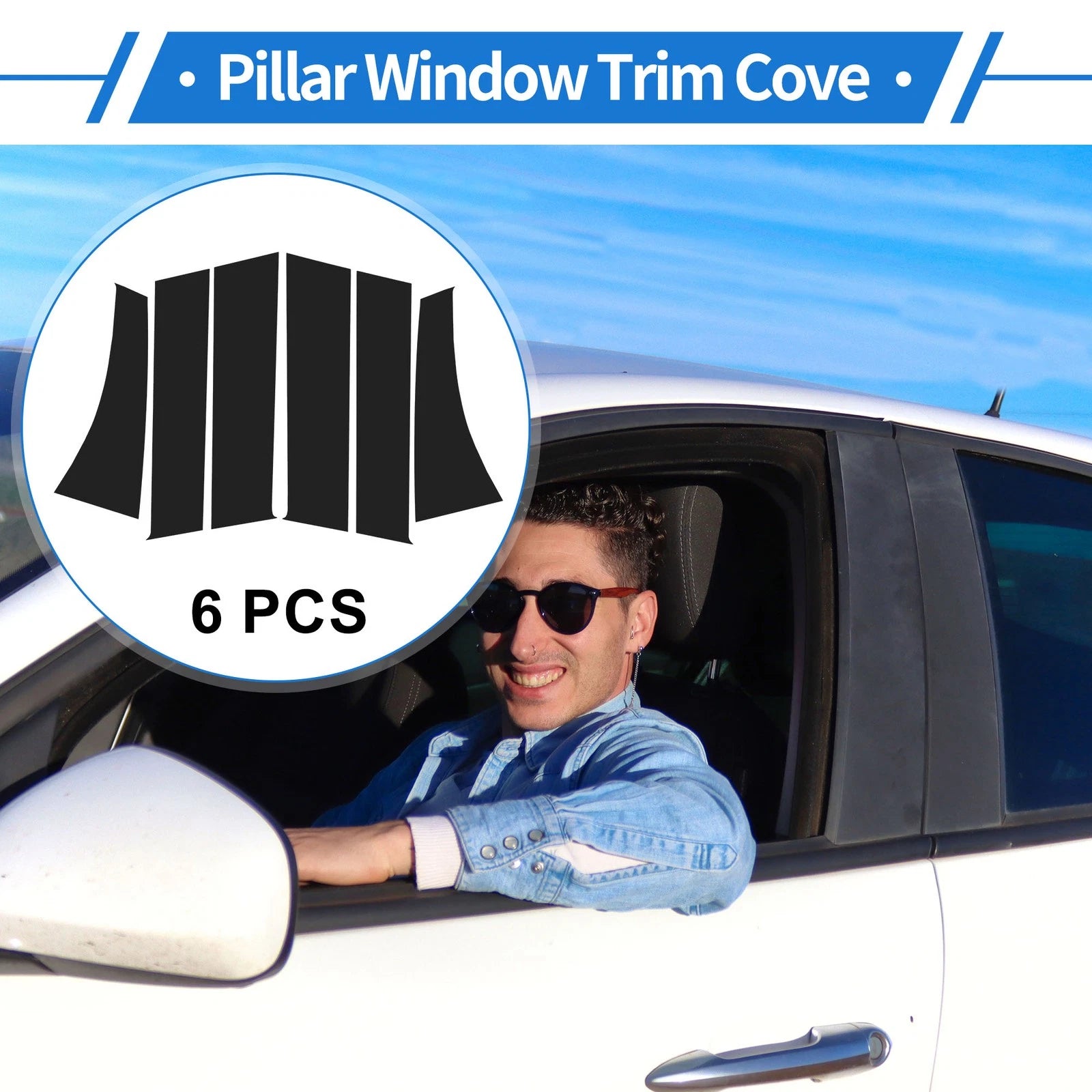 6 Pcs Door Pillar Window Trim for Mitsubishi Outlander Sport ASX (2011–2019) Black