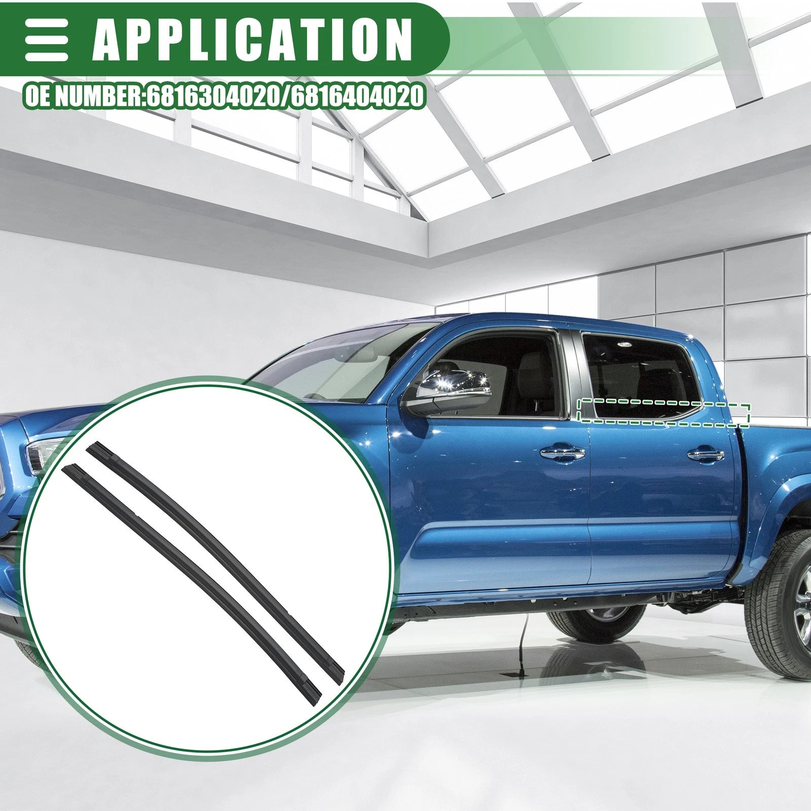 Set of 2 Rear Door Window Belt Weatherstrips for Toyota Tacoma (2005–2015)