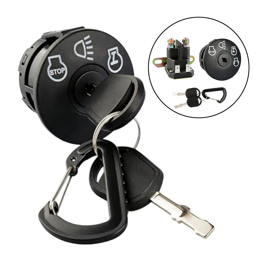 Ignition Switch & AM138068 Starter Solenoid for 12V Riding Mowers