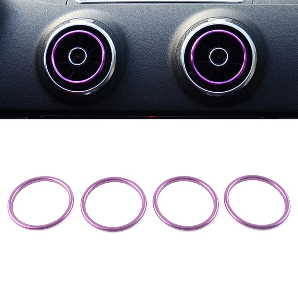 Set of 4 Air Condition Vent Outlet Inner Ring Trim for Audi A1 S1 (2010–2018) Purple