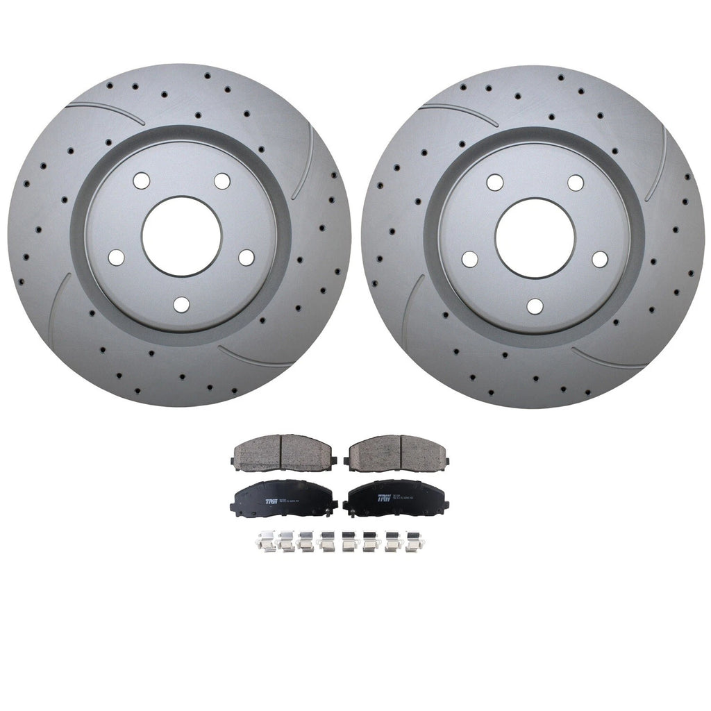 Front Brake Kit 330mm Drilled Rotors TRW Ceramic Pad for Pacifica Journey Routan (2009–2017)