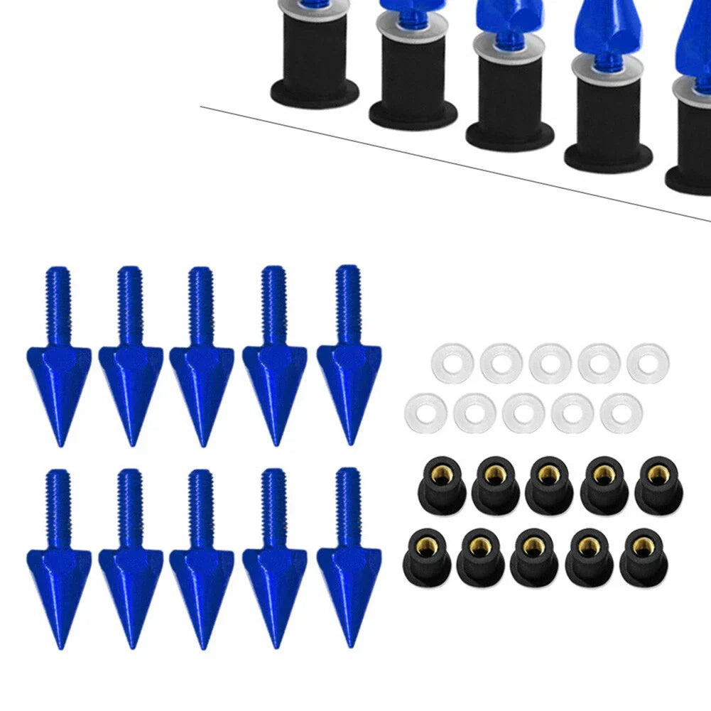 5MM Windshield Spike Bolts for Motorcycle - 10 Pcs Blue