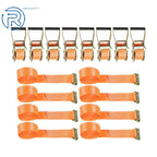Set of 8 E-Track Heavy Duty Ratchet Straps 2"×15' 4400LB Tie Down